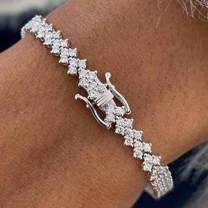 Wholesale High Quality Luxury Sterling Silver Moissanite Cuban Link <b>Adjustable</b> <b>Bracelet</b> for Women - Product Image 1