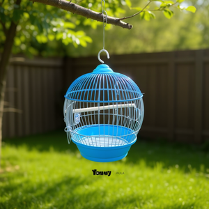 Jaula para Pájaros Yommy de 23.5cm de Diámetro, Jaula Colgante de Plástico Azul para Pájaros Pequeños, Uso Doméstico - Product Image 2