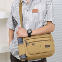 Tas Selempang Navrit Creation Canvas Desain Terbaru, Tempat Botol, Penutup Ritsleting, Unisex, Outdoor, Kasual, Kapasitas Besar