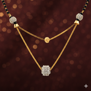 Mangalsutra en or jaune massif 22 carats, certifié BIS, avec breloques en diamant - Product Image 3