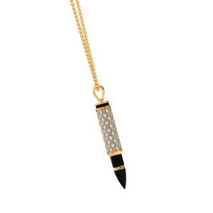 Collier pendentif en émail noir en forme de balle avec diamant - Product Image 4