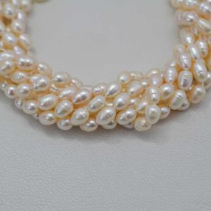 Perles de culture d'eau douce naturelles blanches certifiées IGI de 7 mm et 8 mm, forme irrégulière, perles de riz, perles faites à la main, fournisseur de colliers - Product Image 4