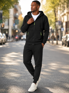 Conjunto Deportivo Informal para Hombre, con Capucha, Estampado, de Forro Polar, Transpirable, Cómodo y Elegante, para Invierno, Fitness, Running, Entrenamiento Deportivo - Product Image 1