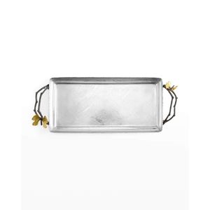 Luxury Silver Butterfly Serving Tray with Branch Handles Metal Decorative Ottoman Tray for Coffee <b>Table</b> Wedding Home Decor - Product Image 1
