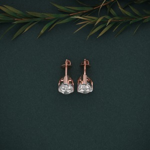 18K Solid Rose Gold Pear Cut Lab Grown Diamond Solitaire <b>Stud</b> <b>Earrings</b> Women Bridal <b>Fine</b> Jewelry Gift - Product Image 3