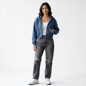 Women’s <b>Cropped</b> <b>Zip</b>-<b>Up</b> Hoodie Casual Fleece Sweatshirt Oversized Crop Hoodie for Women Streetwear <b>Zip</b> Jacket high quality - Product Image 6