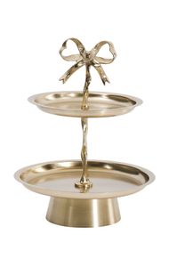 Support de service à 3 niveaux en métal doré de luxe, design feuille, plateau décoratif pour desserts et cupcakes, centre de table - Product Image 6
