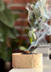 Ensemble moderne de porte-encens en bambou avec récipient en verre et support métallique pour l'aromathérapie – Brûleur d'encens inversé - Product Image 6
