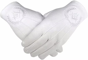 Gants en coton blanc de haute qualité pour les francs-maçons, gants maçonniques |   Fournisseur de gants de parade maçonniques, gants en coton maçonniques - Product Image 6