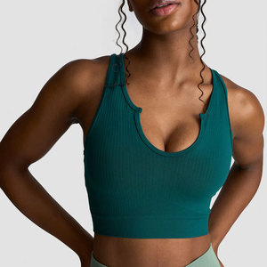 Débardeur de sport pour femme en tissu côtelé, col en V profond, haute élasticité, moulant, respirant, pour la gym - Product Image 6