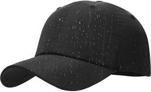 Unisex Black 6-Panel Baseball Cap Adjustable Breathable Waterproof Nylon Snapback Hat Casual Spring Summer Adult Style - Product Image 3