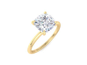 Bague de fiançailles solitaire en diamant de laboratoire taille coussin, classique en or, bague de mariée minimaliste - Product Image 6