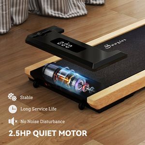 2.5HP Wood Under Desk Treadmill with LED Display Remote Control Transport Wheels 2-in-1 <b>Walking</b> <b>Pad</b> for Home Gym or Office - Product Image 3