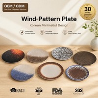 Assiette de service grande taille en mélamine premium 9,5 pouces, motif vent mat, pour steak, sashimi, plat principal, bistro, restaurant, logo personnalisé
