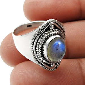 Natural <b>Labradorite</b> Gemstone Bohemian Jewelry Wholesale Price 925 Sterling Silver Stamped <b>Ring</b> Handmade Vintage Design Jewelry - Product Image 3