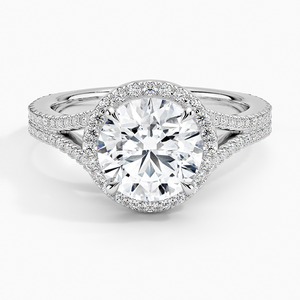 Anillo BOJ 089 con Corte Redondo, Plata 925, Halo de Diamantes, Anillo Solitario con Piedra de 2ct, Color D, VVS1, Moissanita, Certificado GRA, Precio Bajo - Product Image 1