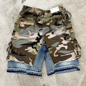 Pantalones Cortos de Mezclilla Personalizados con Camuflaje, Estilo Y2K, Doble Capa, Cadena Decorativa, Fabricante de Ropa Urbana para Hombre - Product Image 2