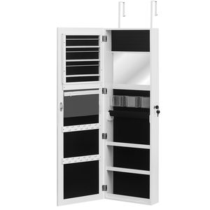 Specchio Decorativo Retro Bianco in PVC con Rivestimento Effetto Legno, Armadietto Portagioie con Specchio Integrato - Product Image 2