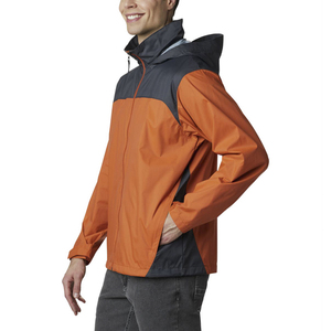 Men's Blue Color Blocked Soft Shell Hooded <b>Jacket</b> With <b>Zip</b> Fly And Pockets For Outdoor Use - Product Image 6