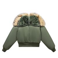 Blouson bomber noir pour homme avec capuche en fourrure, coupe-vent, en polyester épais, fermeture éclair, manteau d'hiver décontracté, longueur courte