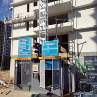 Ascenseur de chantier à fréquence variable, double cabine, pour passagers, capacité 2 tonnes