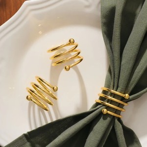 Brass <b>Gold</b> Spiral Napkin <b>Rings</b> <b>Set</b> | Classic Coil Design Eco-Friendly Durable Napkin Holders | Elegant Dining Table Decor - Product Image 2