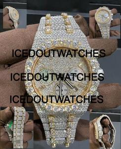 Montre mécanique automatique de luxe pour homme, entièrement sertie de pierres, boîtier en acier inoxydable, incrustation de moissanite, résistance à l'eau 10 bars, bracelet - Product Image 3