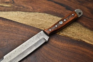 Cuchillo de Chef BA ENTERPRISES de Acero de Damasco Hecho a Mano, Hoja de 13 Pulgadas con Punta Caída, Mango de Madera, Borde Recto, Afilado, Ambidiestro, Industrial - Product Image 2