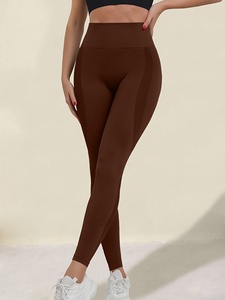 Elastic Compression Yoga Leggings High Waist Nylon/Cotton Quick Dry Breathable Tummy Control Seamless Scrunch <b>Back</b> <b>Women</b> Outdoor - Product Image 2
