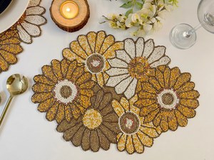 Decorative Handmade Beaded Embroidered <b>Placemats</b> Luxury <b>Table</b> Mats for <b>Dining</b> Room Home Kitchen Wedding and Party Decoration - Product Image 4