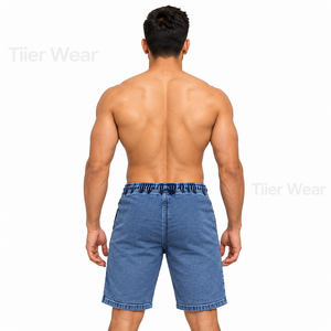 Shorts en jean pour hommes, déchirés, délavés, 100% coton extensible, décontractés, streetwear d'été, vintage, coupe slim, personnalisés ODM - Product Image 4