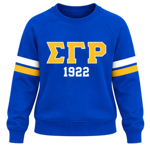 Sudadera con estampado de letras griegas para mujer de Sigma Gamma Rho, sudadera personalizada de forro polar con cuello redondo, ropa informal de moda universitaria - Product Image 1
