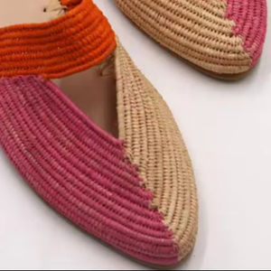 รองเท้าผู้หญิงแบบสั่งทำ รองเท้าสานราฟเฟียผู้ชาย รองเท้าทำมือสไตล์โมร็อกโกสำหรับผู้หญิง รองเท้าสานราฟเฟียแบบสวม - Product Image 1