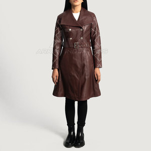 Elegante abrigo de cuero para mujer con forro interior cálido y forma elegante para actividades casuales al aire libre - Product Image 2