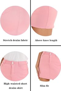 Mini-jupe en jean pour femme, sexy, taille haute, avec ceinture, coupe trapèze, ajustée, décontractée, style streetwear coréen, courte, en coton, pour l'été - Product Image 2