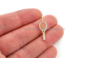 Collection exclusive de bijoux de mode haut de gamme, mini raquette de tennis, pendentif en or 14 carats, diamant naturel VVS, pendentif charme, cadeaux - Product Image 3