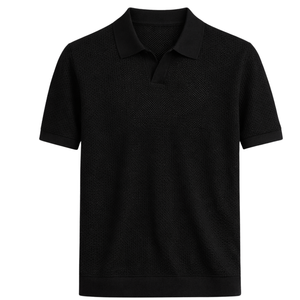 Polo en tricot pour homme, manches courtes, coton premium, texture douce, coupe ajustée, décontracté, élégant, vêtements d'été respirants, vente en gros - Product Image 1