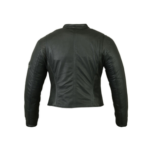 Women's <b>Leather</b> <b>Biker</b> <b>Jacket</b> Stand Collar Zipper Cuff Lace Up Zipper Pockets Regular Fit Winter Outerwear - Product Image 2