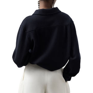 Premium Felted Cashmere Jersey Women's Winter Pullover With Lace-Up Spread Collar Soft Luxury Warm Knitwear Relaxed Casual Top - Product Image 2