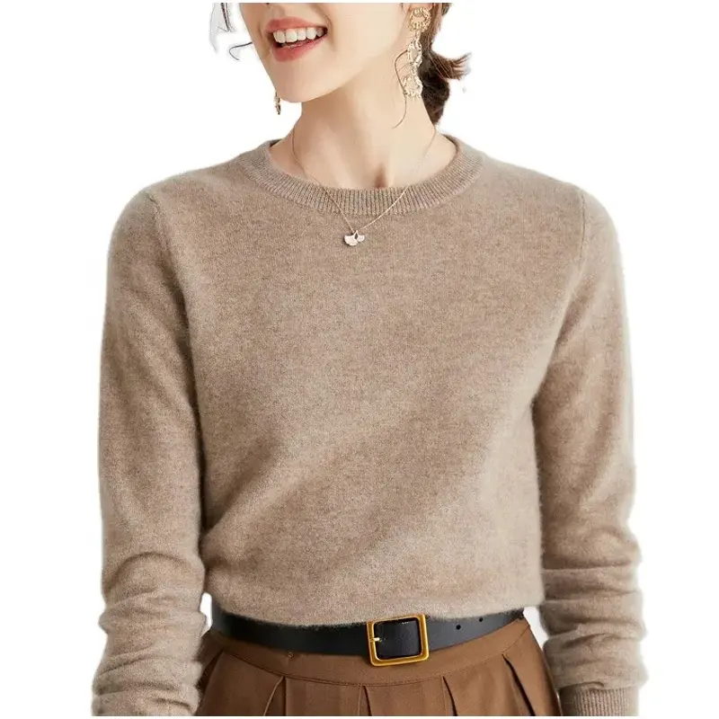 Maglione 100% in Cashmere da donna maglione lavorato a maglia in tinta unita leggero a maniche lunghe maglione caldo Casual da donna