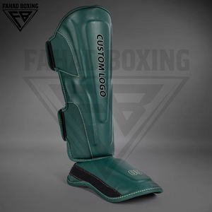 Protector de Espinillas para Boxeo y MMA, Color Verde, Servicio OEM, Mejor Proveedor, Duradero, Ligero, de Cuero, con Cierre de Velcro - Product Image 2