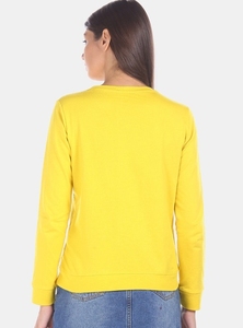เสื้อสเวตเชิ้ตคอกลมแขนยาวสีเหลืองสำหรับผู้หญิงพร้อมลายพิมพ์ดอกไม้เขตร้อนและดีไซน์ตัวอักษร "Awesome" สำหรับใส่ลำลองในฤดูร้อน - Product Image 5