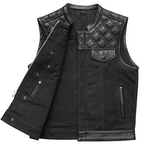 Men's Canvas Vest V-neck <b>Quilted</b> Panel Windproof Solid Color Casual Breathable Moto Biker Style Winter Outerwear Regular Fit - Product Image 3