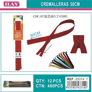 Cerniera Invisibile Multicolore 50Cm N°7 Per Cucito e Artigianato - Product Image 3