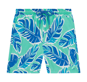 Men’s Tropical Print Swim <b>Shorts</b> Quick Dry Green Blue Beach <b>Shorts</b> Custom Logo - Product Image 1