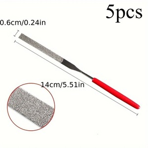 Lime à ongles jetable en acier inoxydable Diamond Emery, double face, droite, manche rouge, outil de soin des ongles, grain 100, 9 cm - Product Image 3