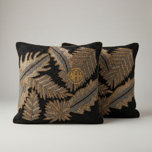 Housse de coussin brodée à la main avec perles, taie d'oreiller décorative en tissu polyester, fermeture éclair moderne, pour canapé et salon - Product Image 1