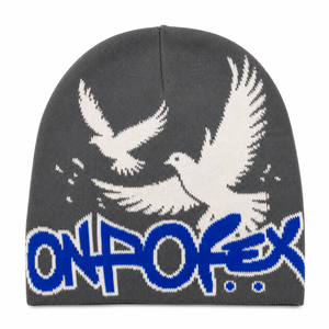 Charcoal Gray Graphic Knit Beanie Hat Unisex <b>Winter</b> <b>Cap</b> Streetwear Headwear Custom Wholesale OEM Factory Premium - Product Image 5