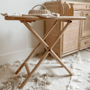 Toy iron for girls & boys handcrafted rattan toys folding ironing board set kids imaginative play - Product Image 6