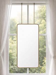 Customized Shape Hanging Wall <b>Mirror</b> with Metal Border Wall Hanging <b>Mirror</b> | Decorative GoldenBorder <b>Mirror</b> With Chain - Product Image 4